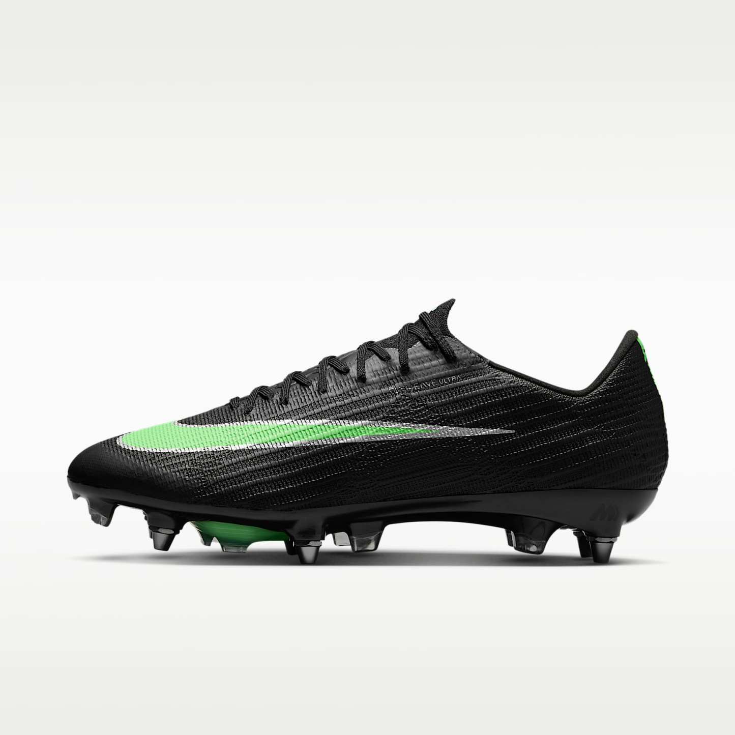 Nike Mercurial Superfly 11 Elite Low-Top-Fußballschuh für weichen Rasen – Schwarz/Schwarz/Illusion Green