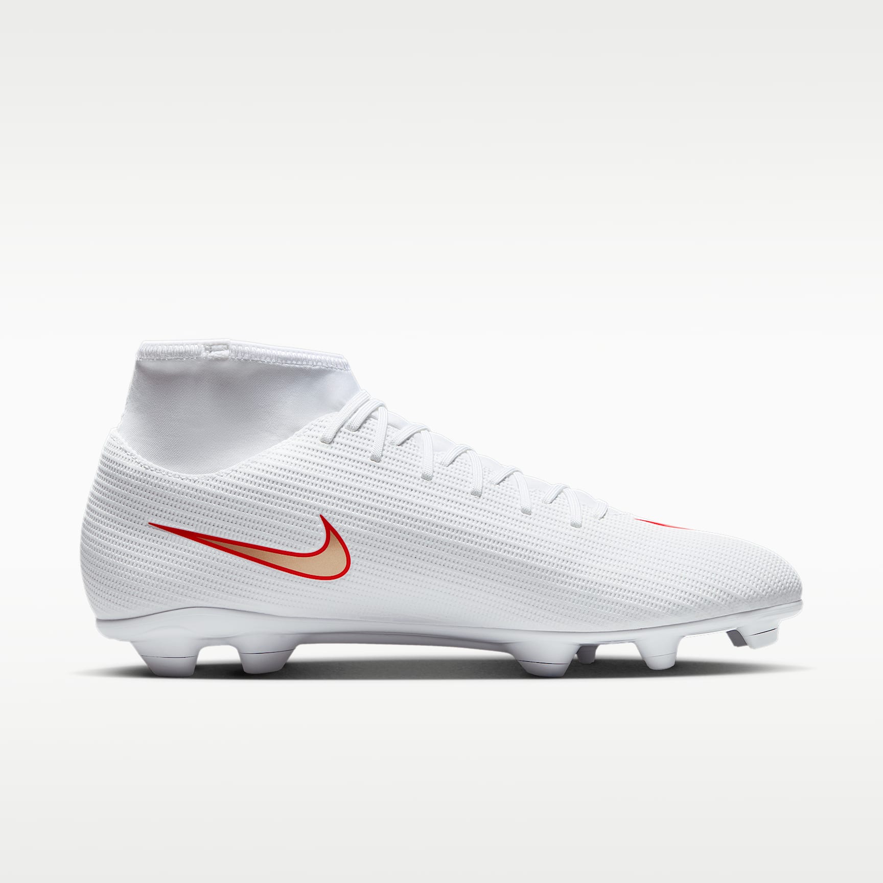 Nike Mercurial Superfly 11 Club High-Top-Fußballschuh für verschiedene Böden – Weiß/Bright Crimson/Blur