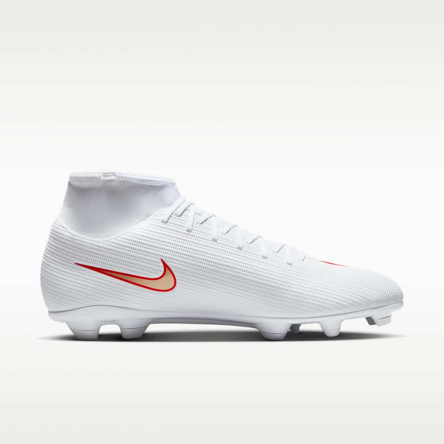 Nike Mercurial Superfly 11 Club High-Top-Fußballschuh für verschiedene Böden – Weiß/Bright Crimson/Blur