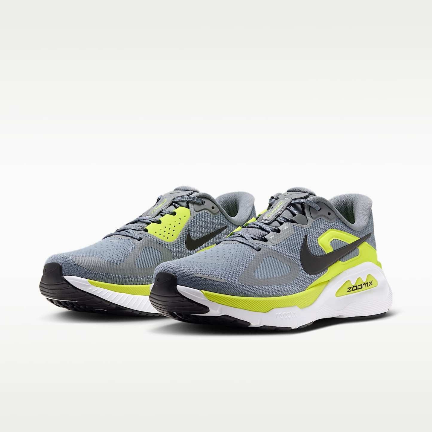 Nike Structure Plus Straßenlaufschuh (Herren) – Cool Grey/Lemon Venom/Weiß/Schwarz
