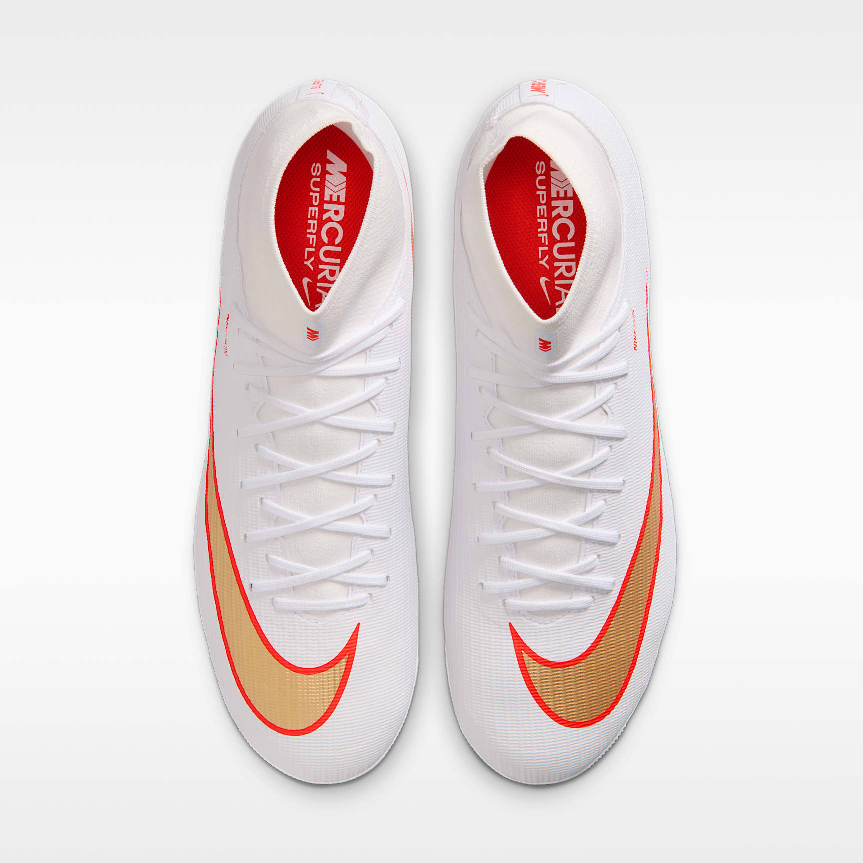 Nike Mercurial Superfly 11 Academy High-Top-Fußballschuh für Kunstrasen – Weiß/Bright Crimson/Blur