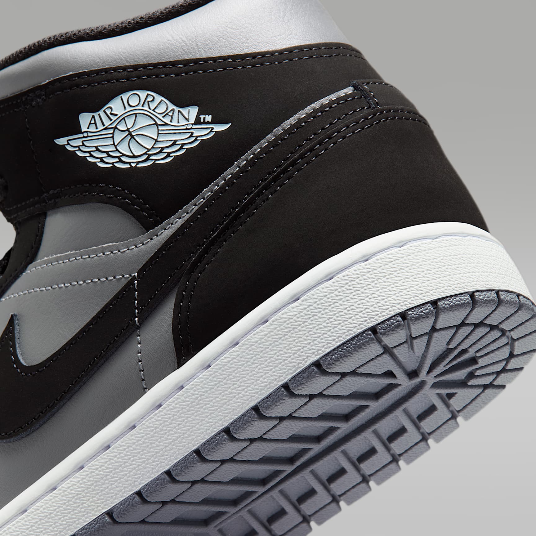 Air Jordan 1 Mid Schuh (Herren) – Schwarz/Cool Grey/Light Armory Blue/Schwarz