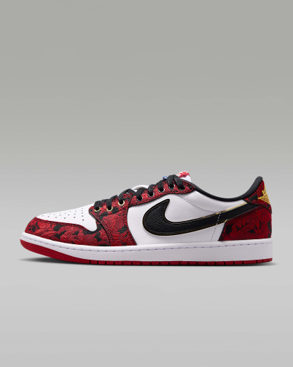 Air Jordan 1 Retro Low OG "Garden" Schuh (Herren) – Schwarz/Summit White/Laser Fuchsia/Varsity Red