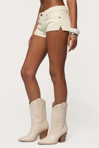 Jagger Low Rise Denim Shorts - CREAM