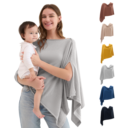 Women's Lightweight Knit Nursing Cover Poncho with Window - product image 42