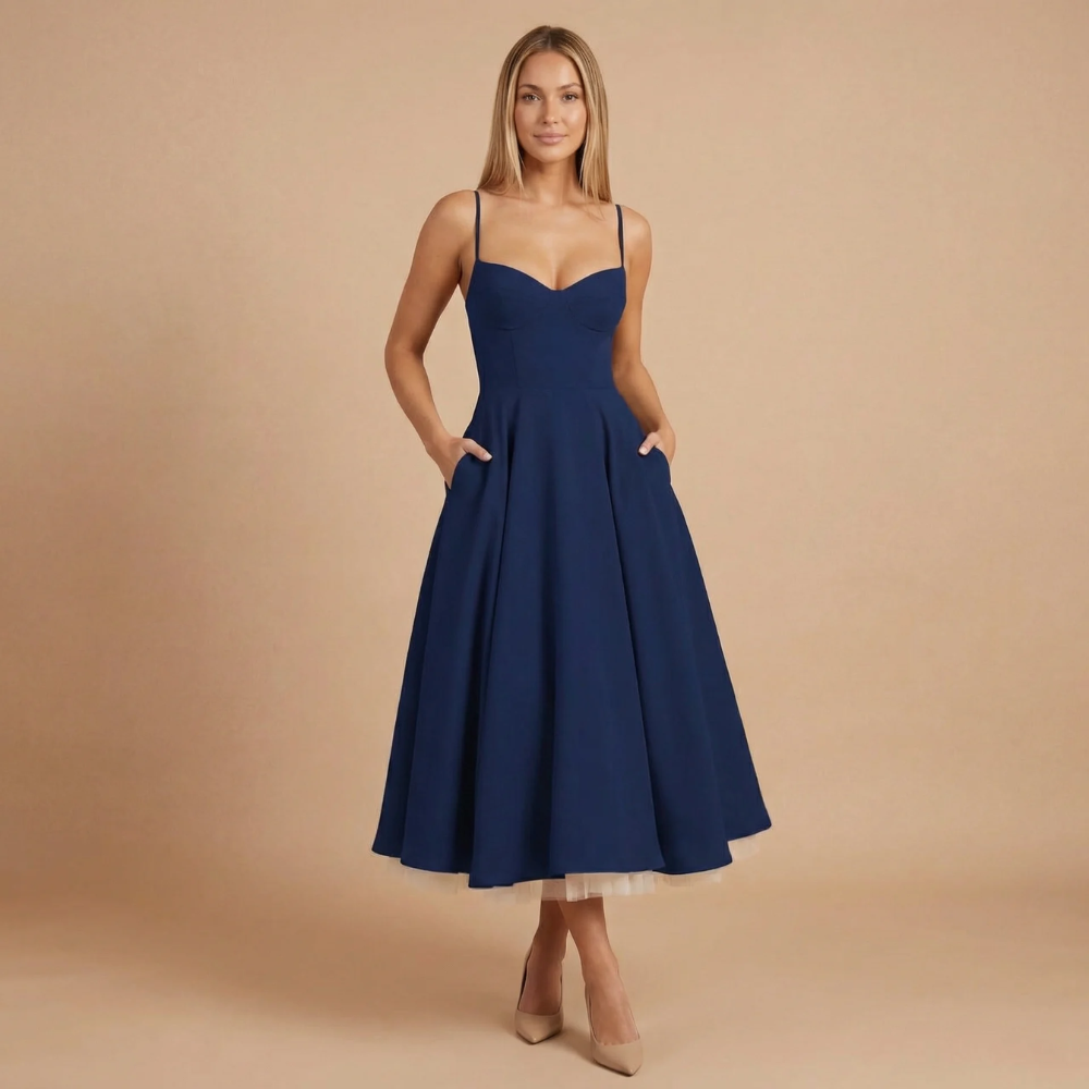 Women's Cocktail Sweetheart Neck Fit and Flare Midi Dress - product image 7