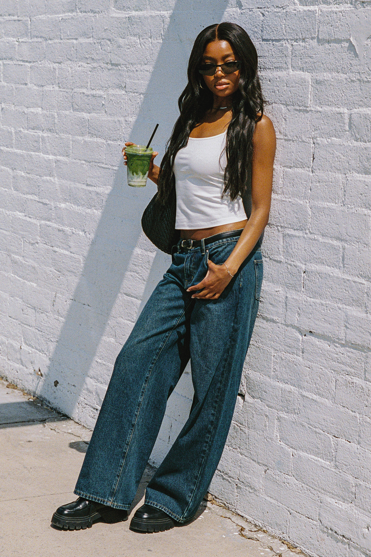 Raelynn Washed Low Rise Baggy Jeans - TWILIGHT-BLUE