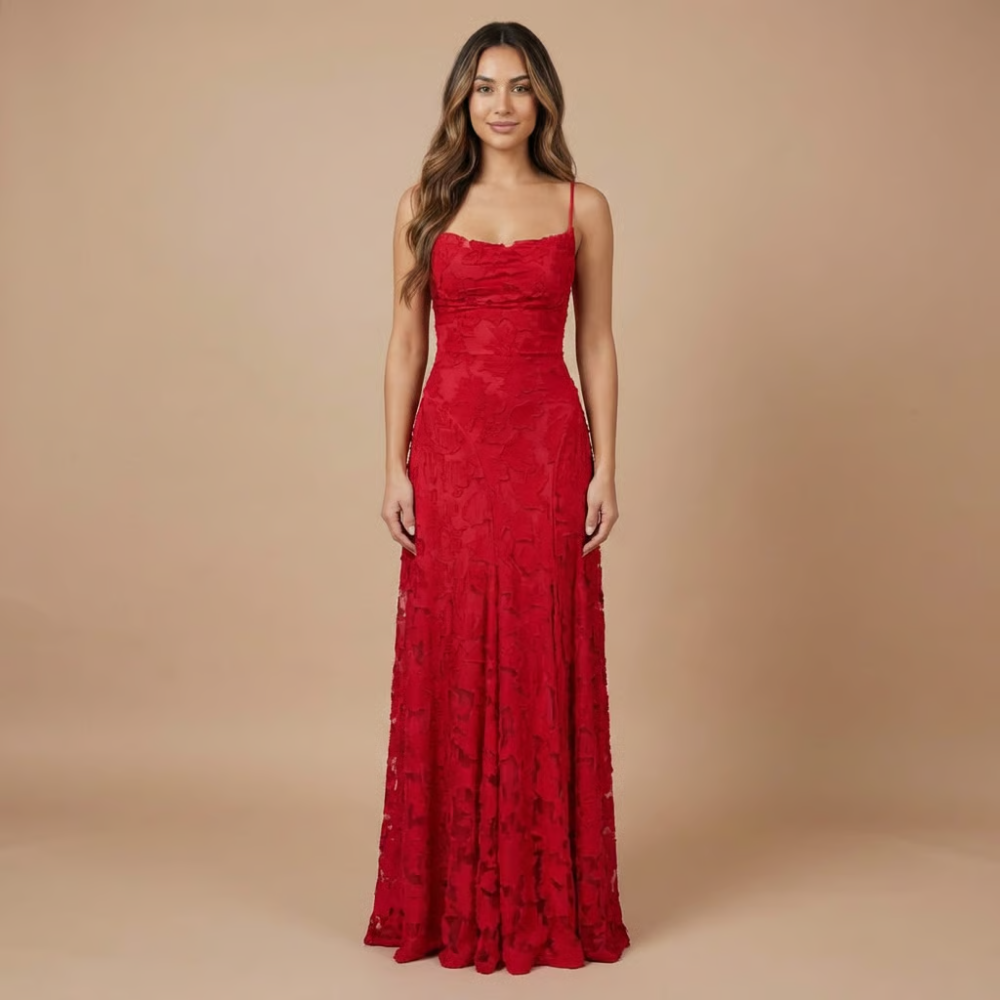 Women's Wedding Guest Floral Lace Maxi Dress Spaghetti Strap - product image 3