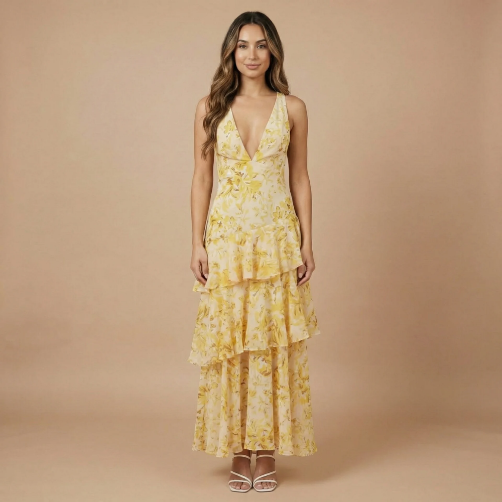 Women's Wedding Guest Floral Plunge Neck Midi Dress - product image 2