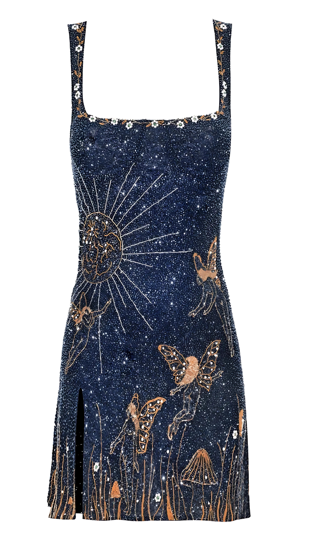 Women's Cocktail Mini Square Neck Embroidered Dress - product image 8
