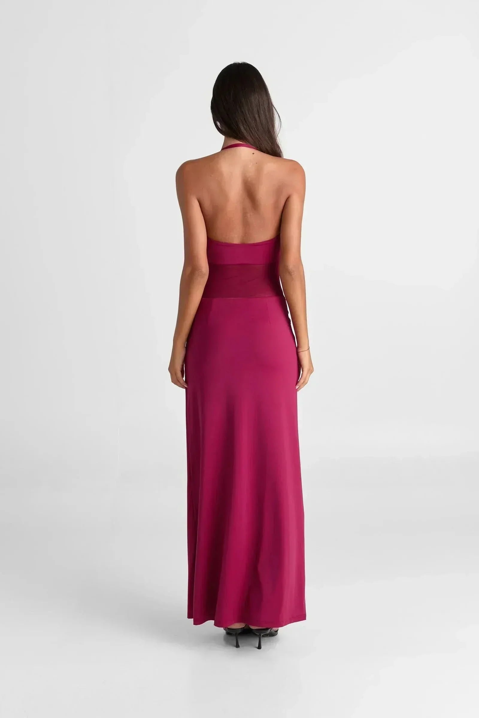 Women's Cocktail Sheer Mesh Scoop Neck Maxi Dress - product image 4