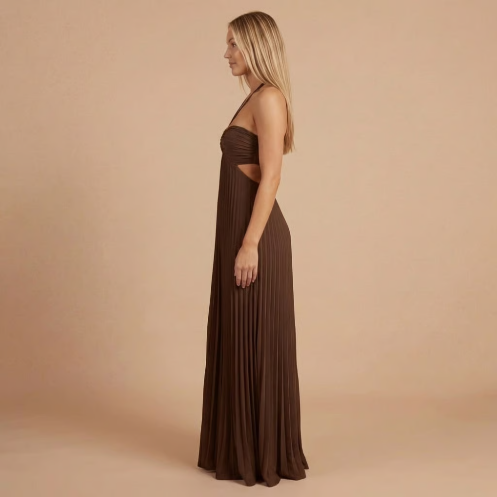 Women's Wedding Guest Pleated Halter Maxi Dress - product image 11