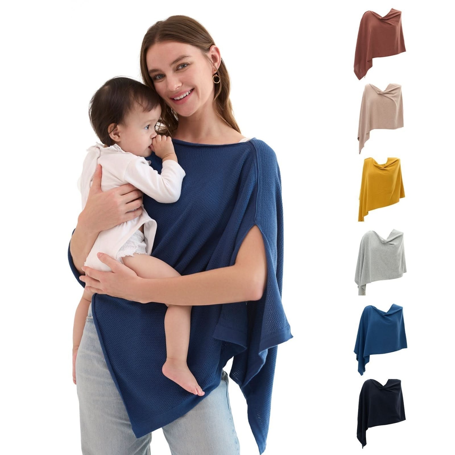 Women's Lightweight Knit Nursing Cover Poncho with Window - product image 44