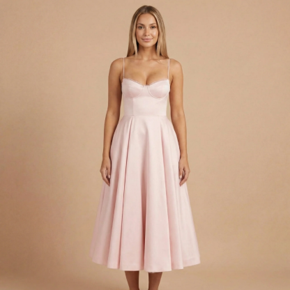 Women's Cocktail Sweetheart Neck Fit and Flare Midi Dress - product image 3