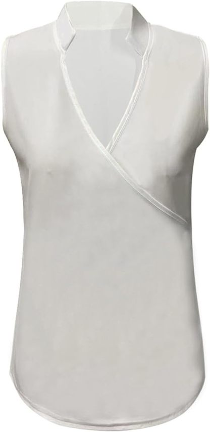 Women's Cocktail V Neck Sleeveless Wrap Blouse Top
