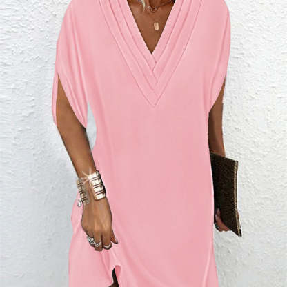 Women's Cocktail V Neck Split Sleeve Mini Shift Dress