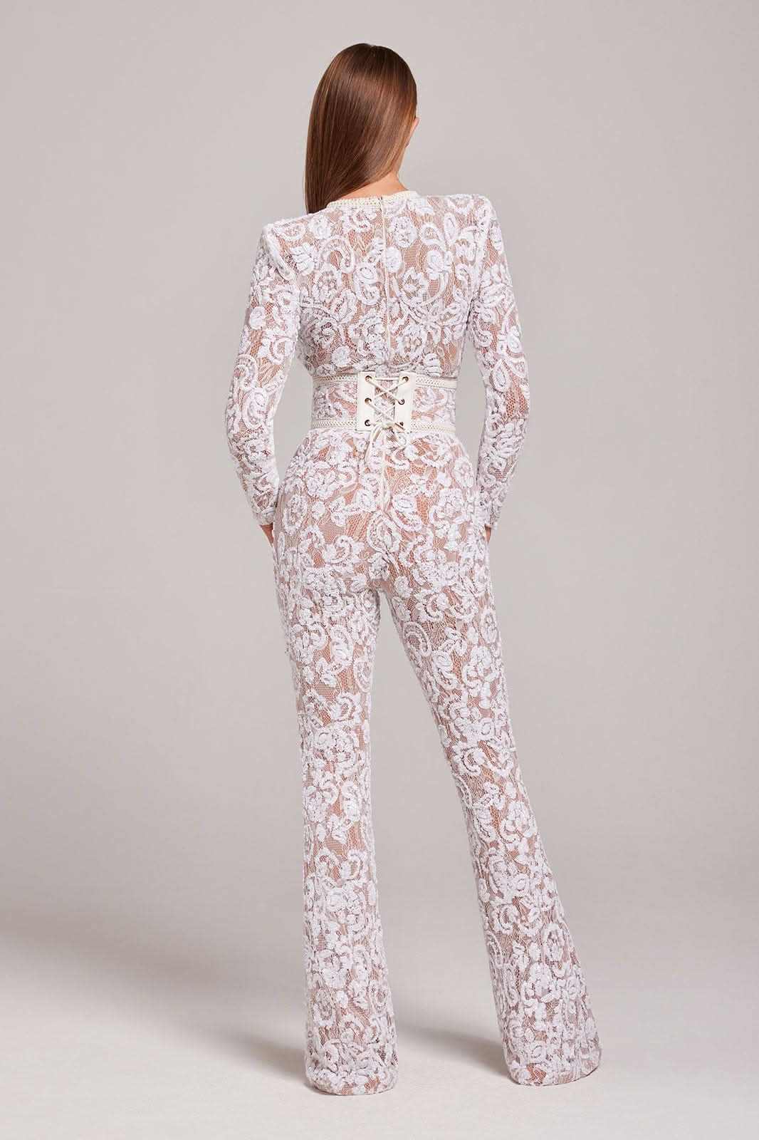 Women's Cocktail Sequin Lace Long Sleeve Wide Leg Jumpsuit - product image 7