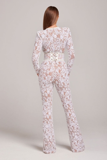 Women's Cocktail Sequin Lace Long Sleeve Wide Leg Jumpsuit - product image 7