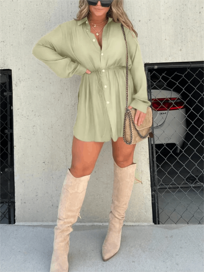 Women's Long Sleeve Button Front Shirt Romper - product image 10