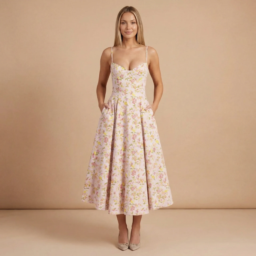 Women's Cocktail Sweetheart Neck Fit and Flare Midi Dress - product image 12
