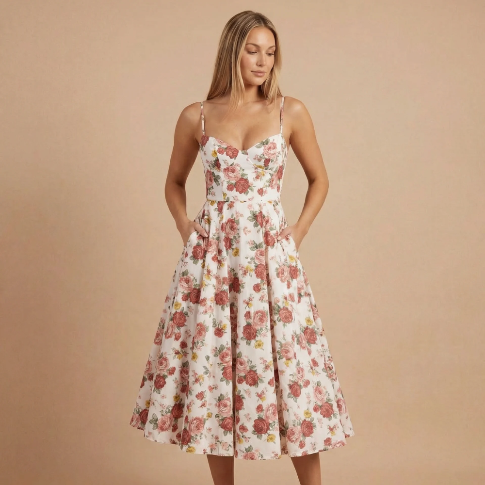 Women's Cocktail Sweetheart Neck Fit and Flare Midi Dress - product image 13