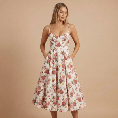Women's Cocktail Sweetheart Neck Fit and Flare Midi Dress - product image 13