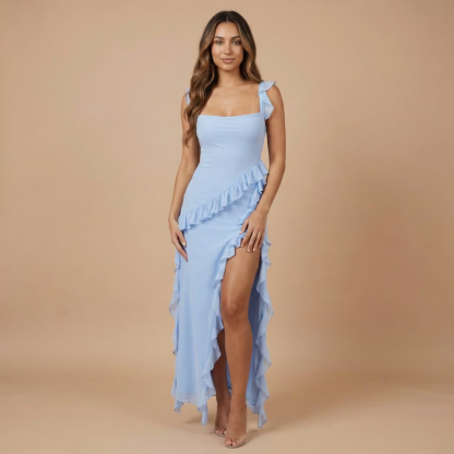 Women's Cocktail Ruffle High Slit Maxi Dress - product image 2