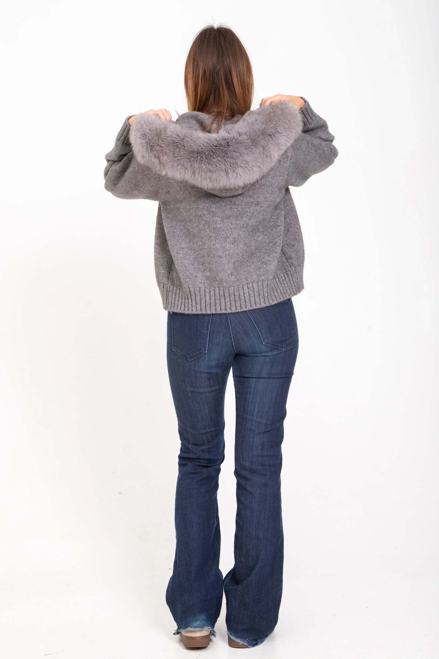 Chloe Faux Fur Hooded Cropped Jacket