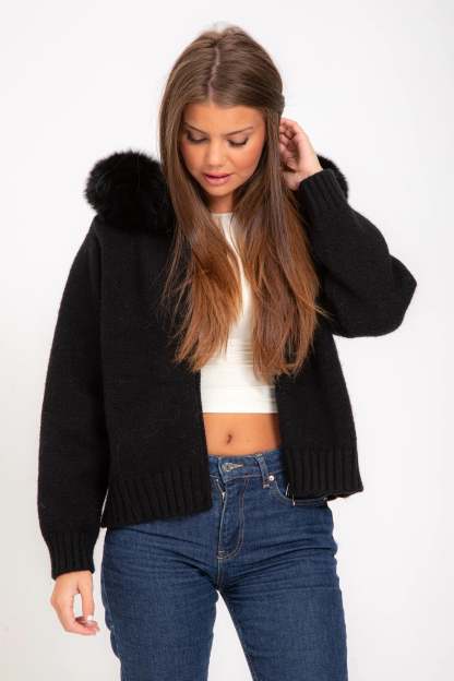 Chloe Faux Fur Hooded Cropped Jacket