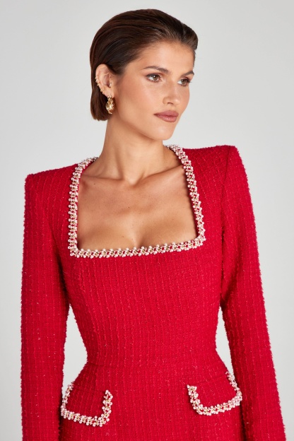 Women's Cocktail Square Neck Long Sleeve Mini Dress - product image 3