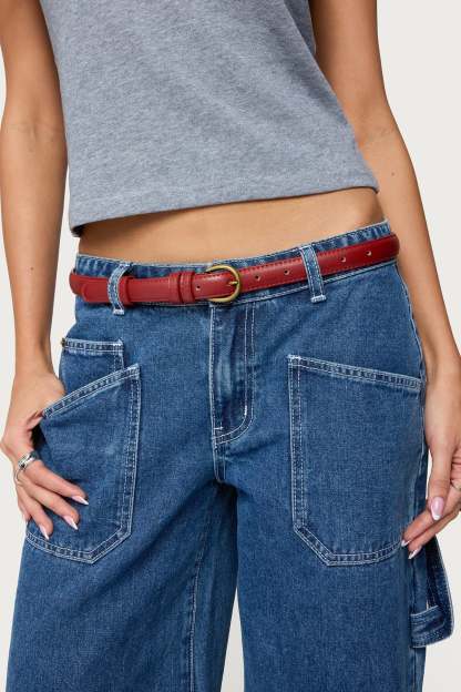 Goldey Faux Leather Belt - BURGUNDY