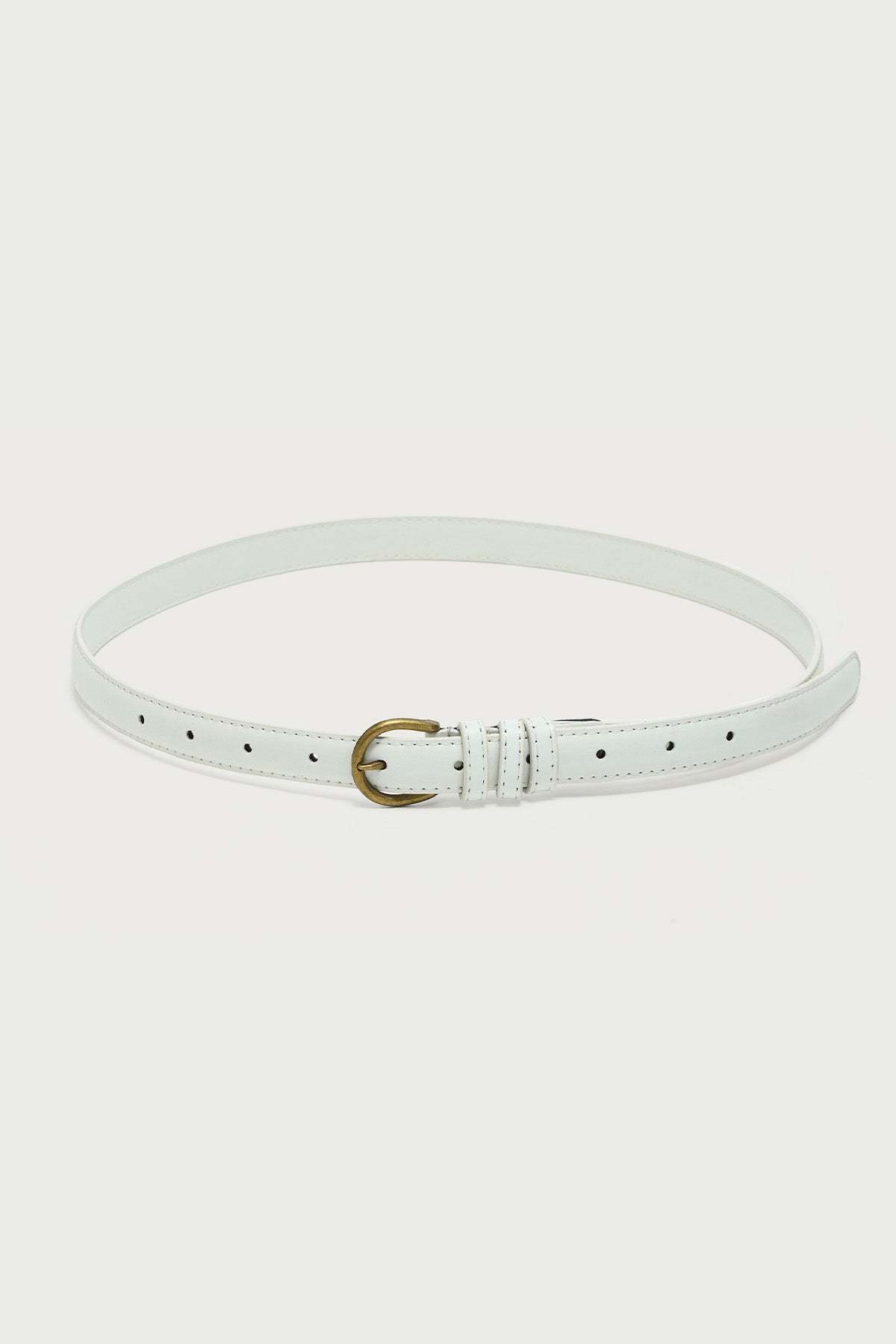 Goldey Faux Leather Belt - WHITE