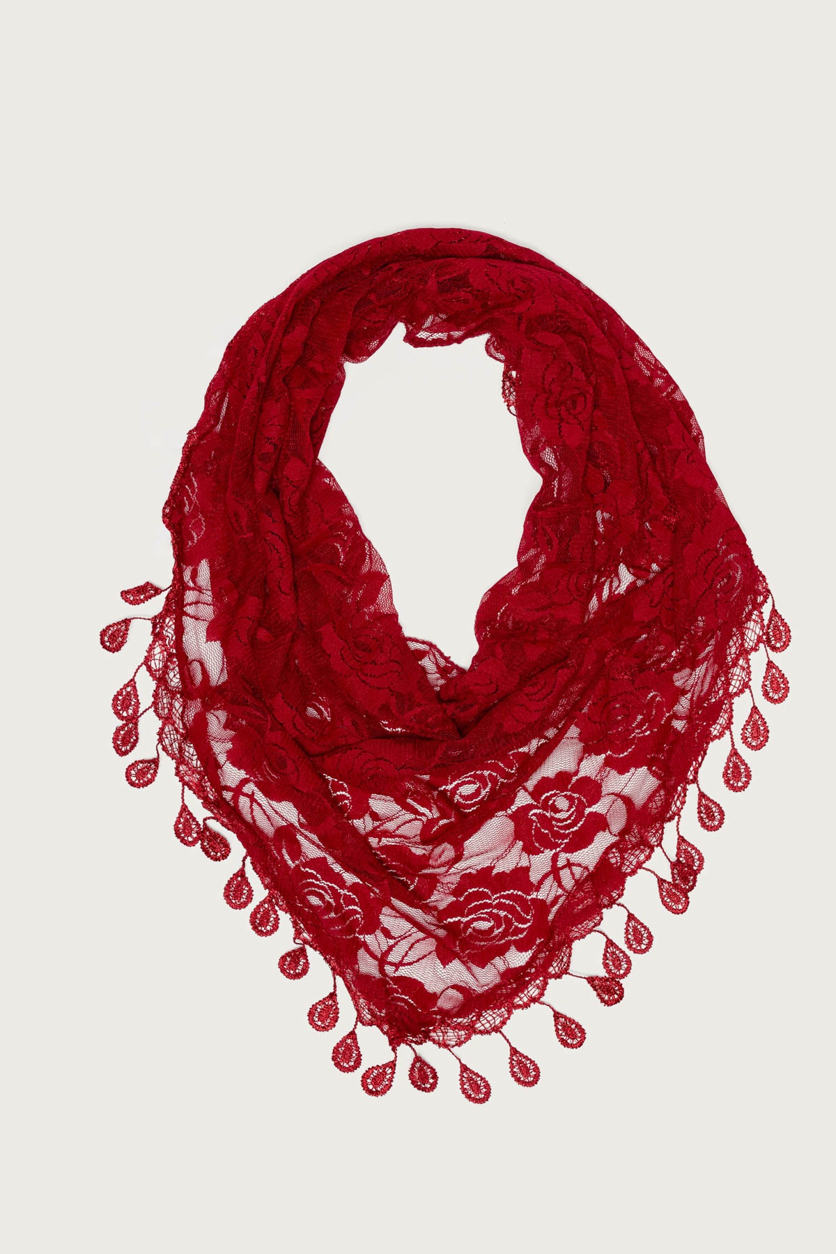 Lover Floral Sheer Lace Waist Scarf - BURGUNDY