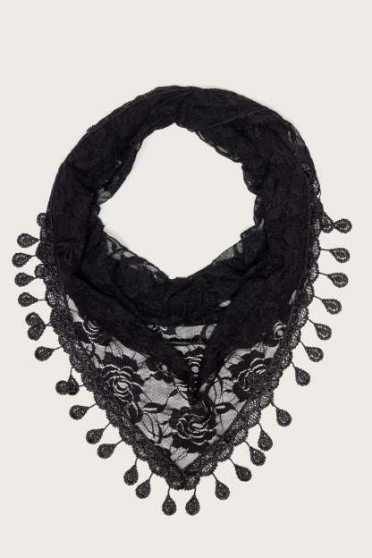 Lover Floral Sheer Lace Waist Scarf - BLACK