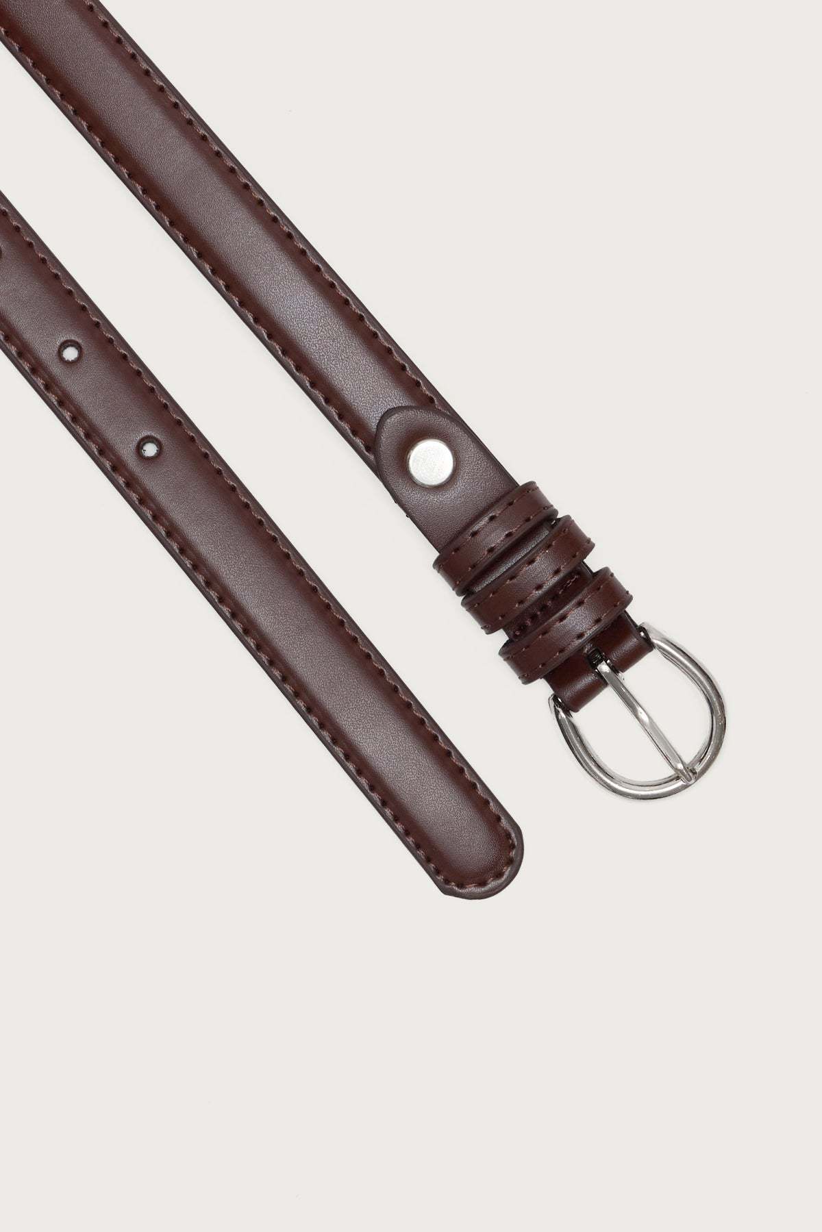 Goldey Faux Leather Belt - DARK-BROWN