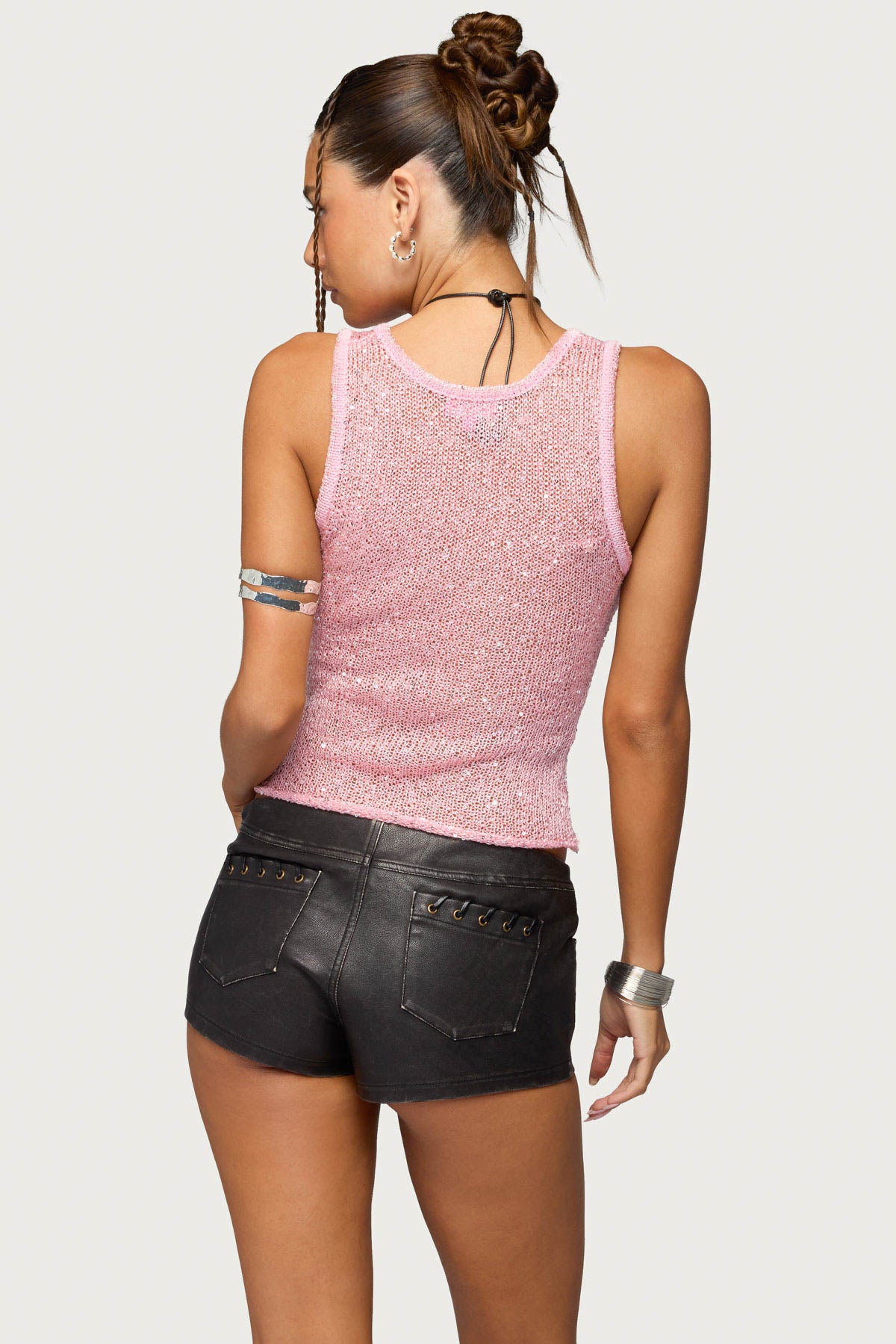 Eleora Sequin Knit Tank Top - PINK