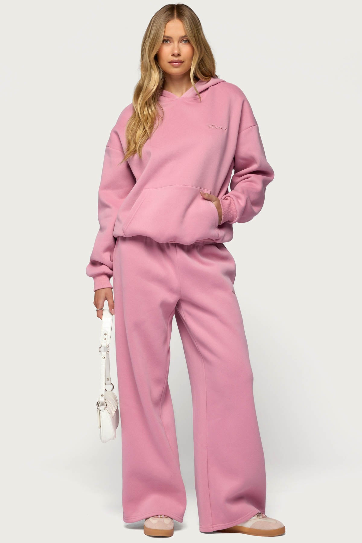Basic Girl Wide Leg Edikted Sweatpants - PINK