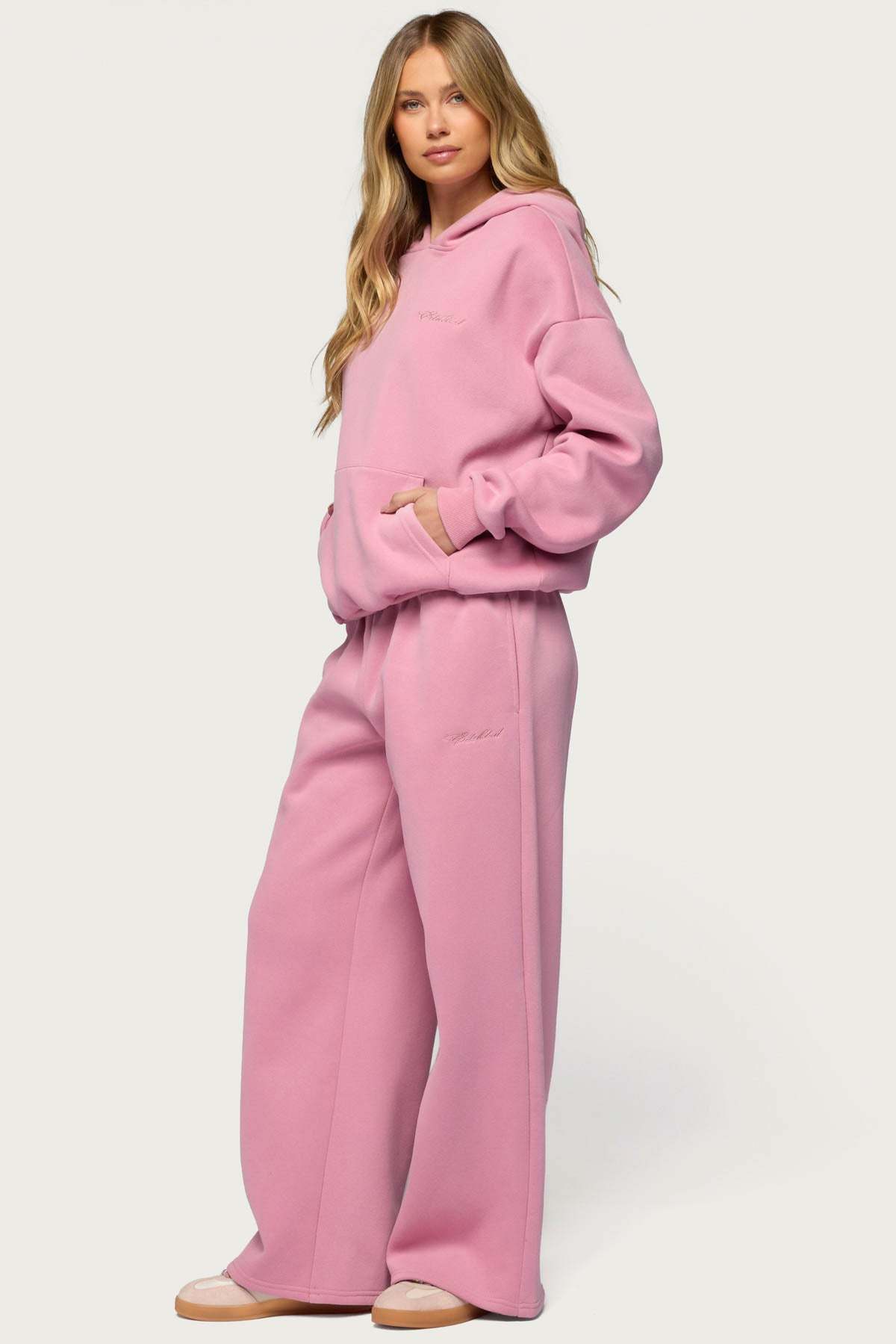 Basic Girl Wide Leg Edikted Sweatpants - PINK