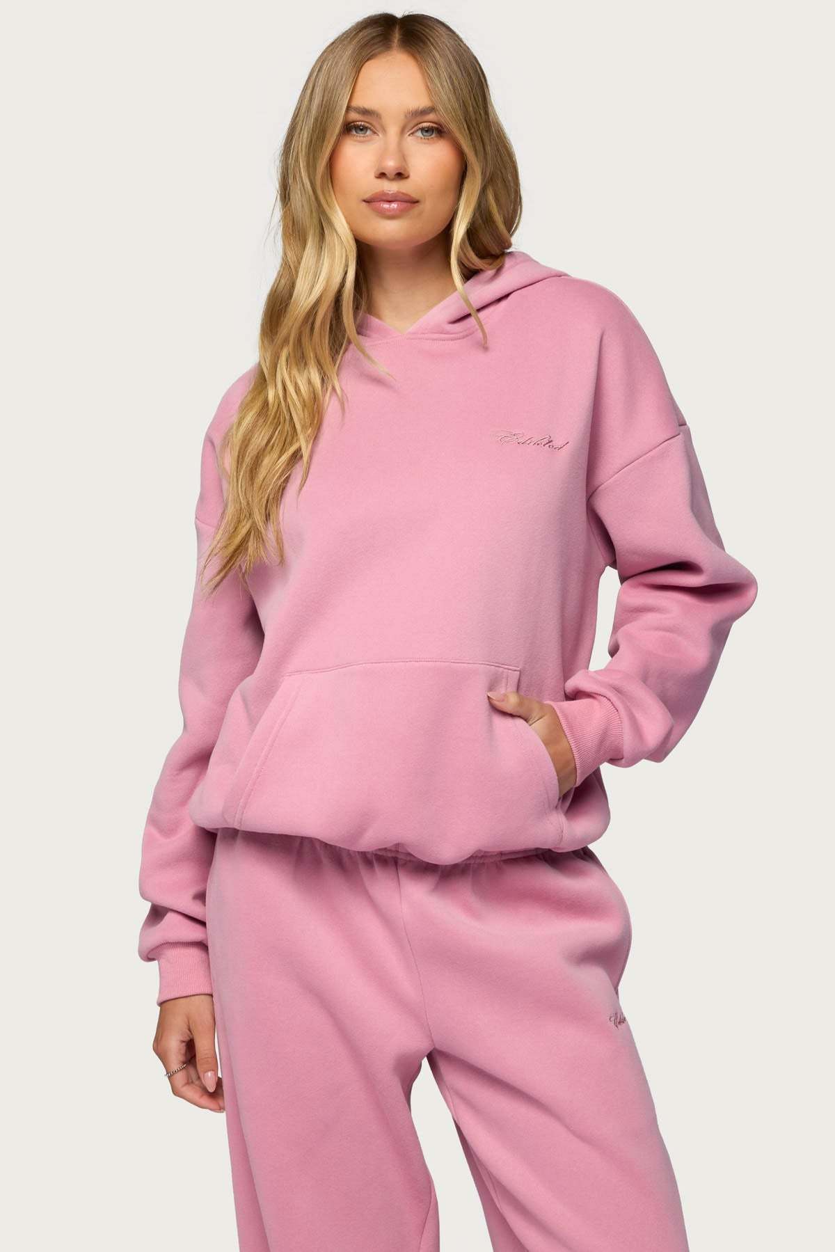 Basic Girl Oversized Edikted Hoodie - PINK