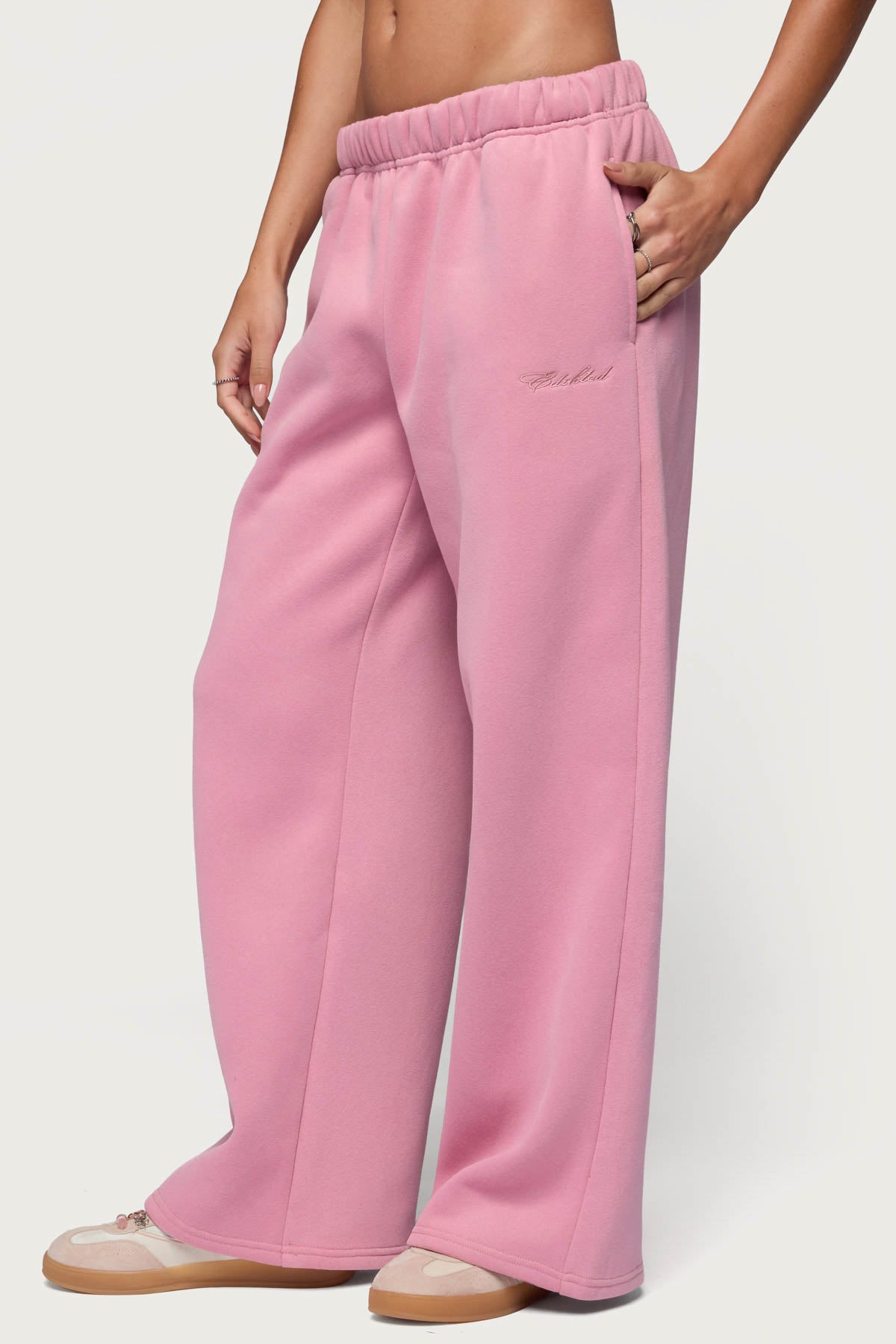 Basic Girl Wide Leg Edikted Sweatpants - PINK