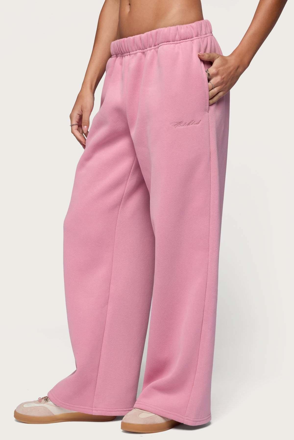 Basic Girl Wide Leg Edikted Sweatpants - PINK