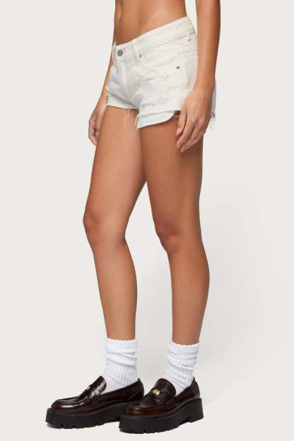 Devin Low Rise Micro Denim Shorts - WHITE