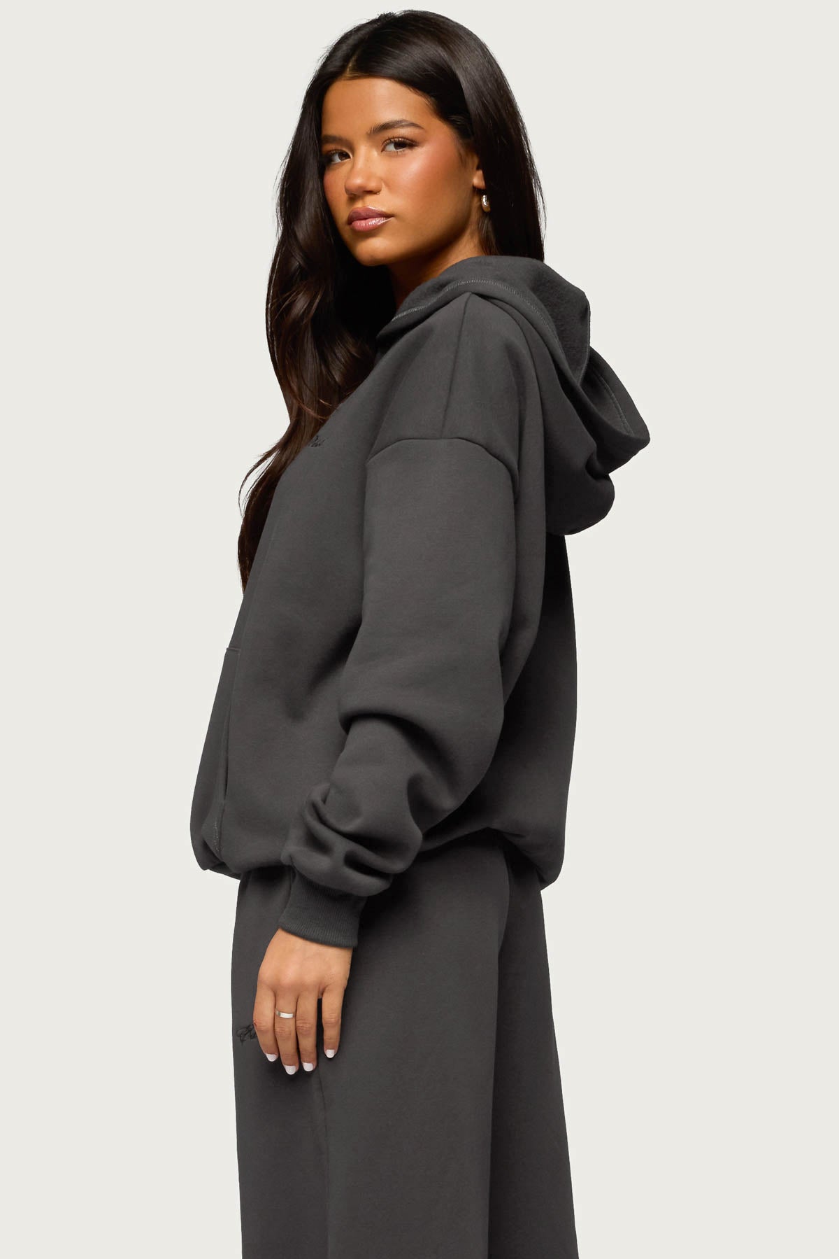 Basic Girl Oversized Edikted Hoodie - DARK-GRAY