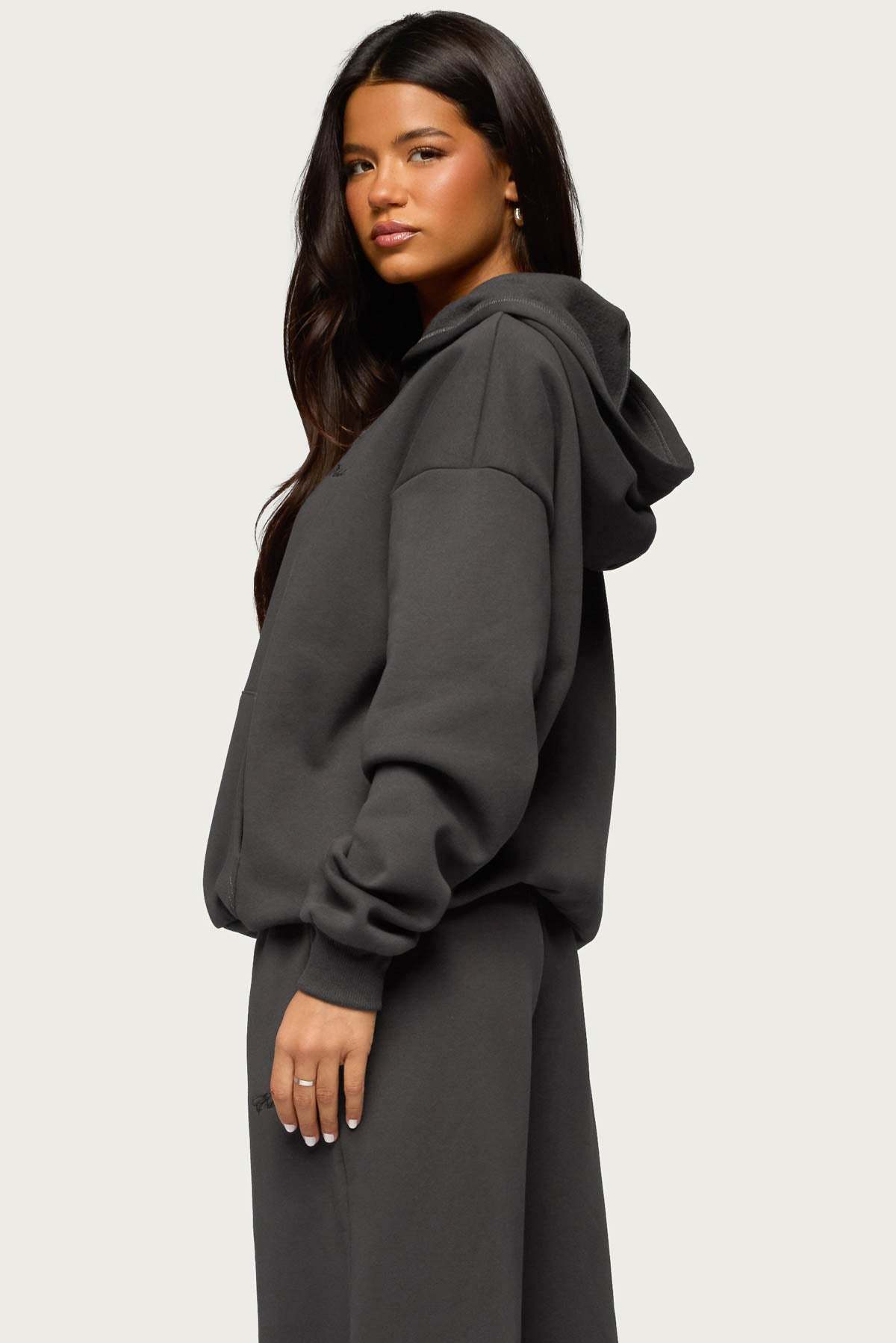 Basic Girl Oversized Edikted Hoodie - DARK-GRAY