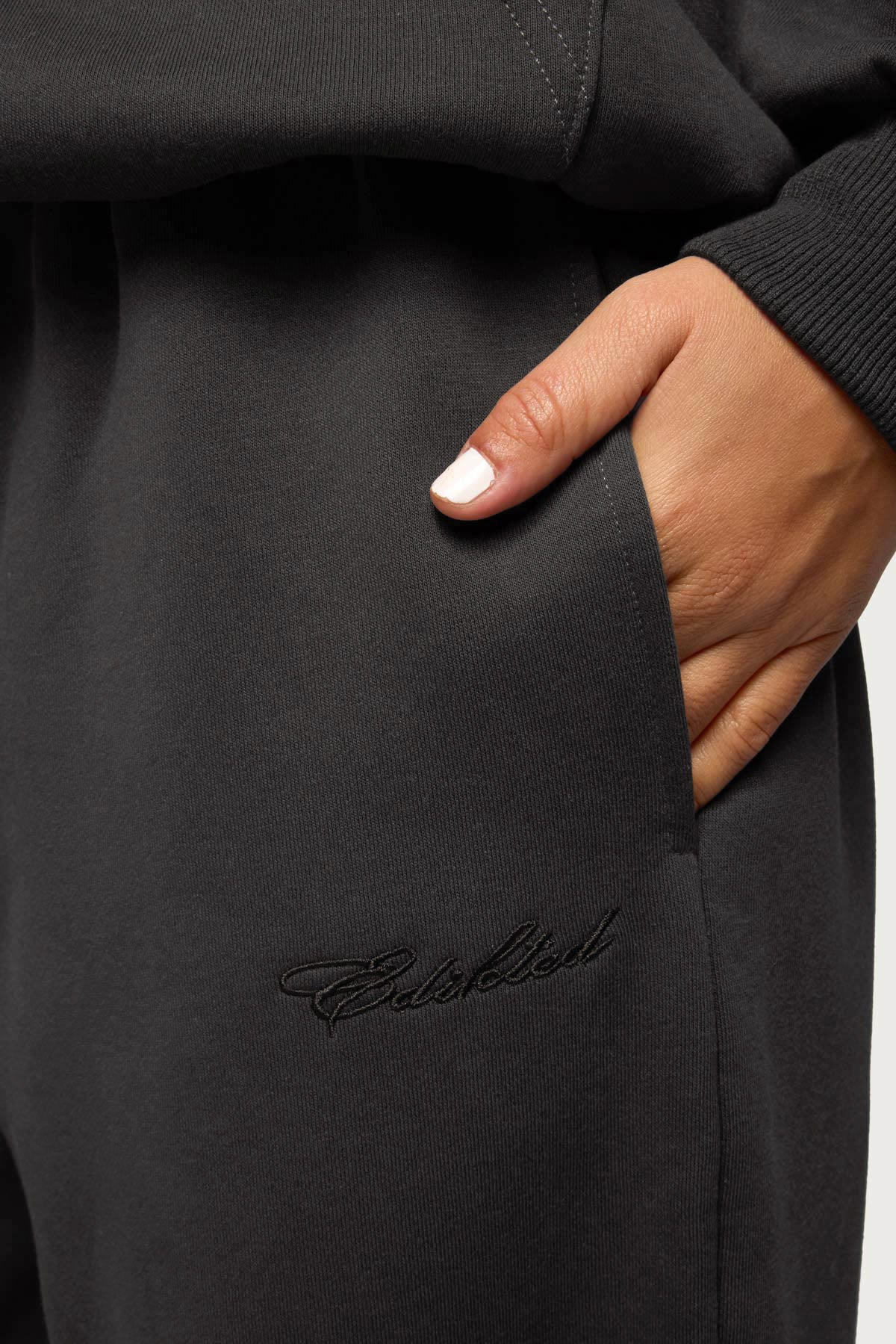 Basic Girl Wide Leg Edikted Sweatpants - DARK-GRAY