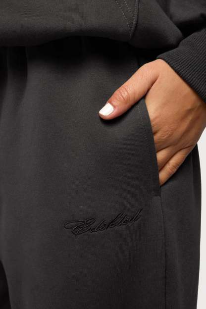 Basic Girl Wide Leg Edikted Sweatpants - DARK-GRAY