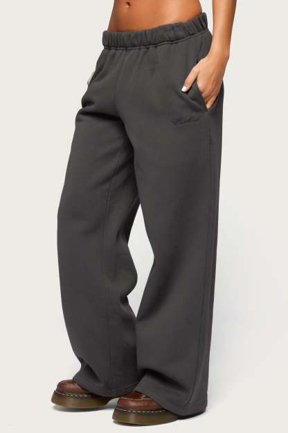 Basic Girl Wide Leg Edikted Sweatpants - DARK-GRAY