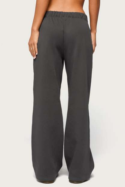 Basic Girl Wide Leg Edikted Sweatpants - DARK-GRAY