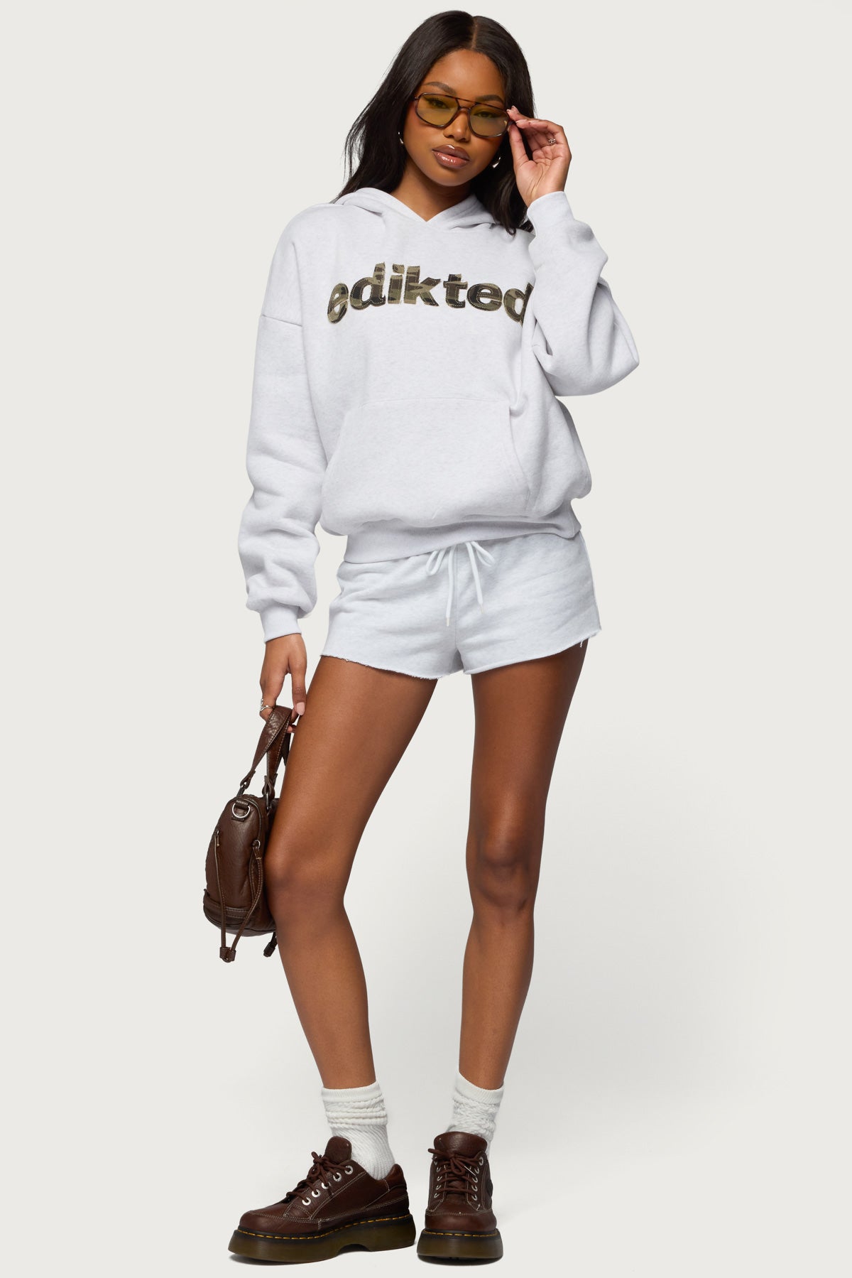 Edikted Cutie Hoodie - LIGHT-GRAY-MELANGE