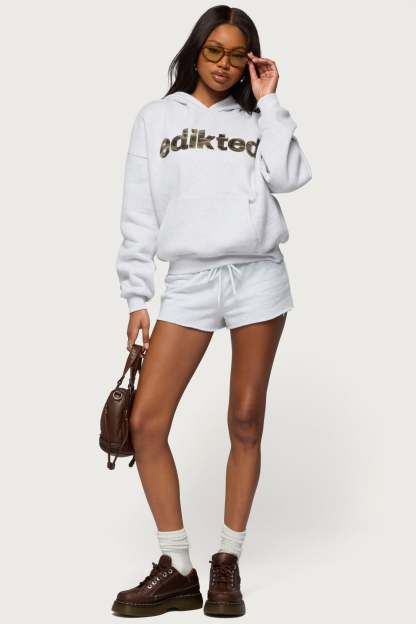 Edikted Cutie Hoodie - LIGHT-GRAY-MELANGE